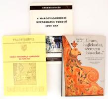 Vegyes könyvtétel, 3 db: Csekme István: A marosvásárhelyi református temető 1988-ban.; Erdélyi református templomok és tornyok. Tranysylvania Képeskönyvek. 1989.; Takács Béla: "Uram, hajlékodat, szeretem házadat..." Református művészet Magyarországon. Kötetenként változó kötésben, jó állapotban.