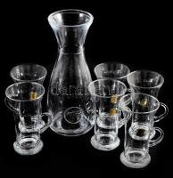 La vida mustkóstoló / borkóstoló készlet, kiöntő m: 26 cm, és 6 darab jelzett pohár m: 14 cm, hibátlan.