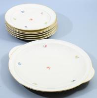 Thomas Ivory apróvirág mintás süteményes készlet, jelzett, minimális kopással, d: 19,5-26 cm