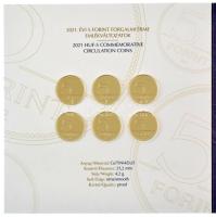 2021. 5Ft Cu-Ni-Zn "75 éves a Forint" (6xklf) + 5Ft-200Ft (6xklf) forgalmi sor "75 év...