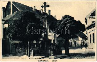 1930 Szentendre, Fő tér, Korona Szálloda, üzletek (vágott / cut)
