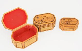 3 darabos egymásba rakható dobozka szett, h: 12 cm