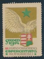 1914 III. Hungarlanda Esperantista Kongreso Szeged levélzáró, ritka