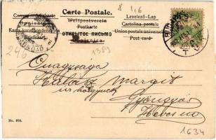 1902 Francia kártya, pikk, hölgy montázs / French card, Pikes, lady montage (b)