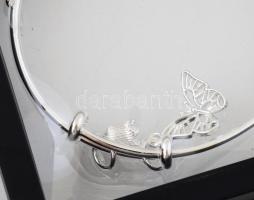 Ezüstszínű bizsu pillangós karperec, d: 6 cm