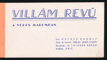 1943 A budapesti Moulin Rouge műsorfüzete reklámokkal és Vogel Eric rajzaival, szép állapotban, 16p