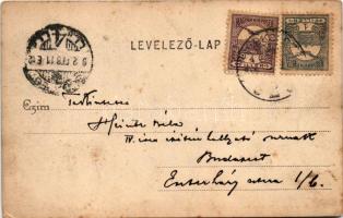 1902 Miskolc, M. kir. államvasutak indulóháza, vasútállomás, villamos. Lővy József fia kiadása (fl)