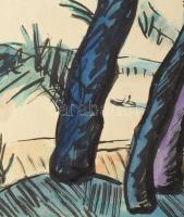 Nyergesi János (1895-1982): Dunaparti fák, 1968. Tus, akvarell, papír, jelzett. 43x30,5 cm