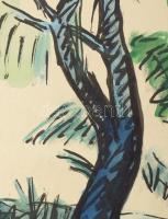 Nyergesi János (1895-1982): Dunaparti fák, 1968. Tus, akvarell, papír, jelzett. 43x30,5 cm