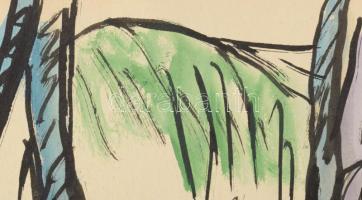 Nyergesi János (1895-1982): Dunaparti fák, 1968. Tus, akvarell, papír, jelzett. 43x30,5 cm