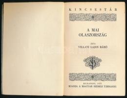 Villani Lajos: A mai Olaszország. Kincsestár 30. szám. Bp., 1935, Magyar Szemle Társaság. Kiadói pap...