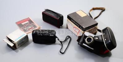 Beirette VSN fényképezőgép dobozában + Wizen fényképezőgép + Chinoin vaku, kopott.