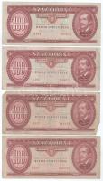 1989. 50Ft + 100Ft (2x) + 1992. 100Ft (4x), közte "B 497 000820" T:F,VG