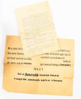 1937, 1946 Juscsák Sándorné részére kiállított iparigazolvány, munkaszerződés és plakát (Juscsák bor)