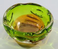 Többszínű cseh asztaldísz, jelzés nélkül, hibátlan, d: 12,5 cm