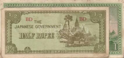 Ázsia-Óceánia/japán megszállás/II.vh. 1940-es évek 9db (8klf) bankjegy T:I,II,III+