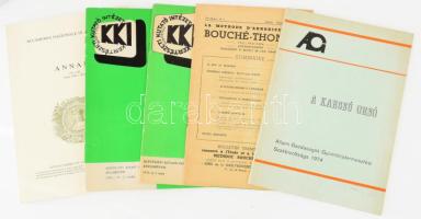 5 db növénytermesztéssel, mezőgazdasággal kapcsolatos kiadvány: A karcsú orsó, A ferdekarú sövény nevelése, stb. Kiadói papírkötés, jó állapotban.