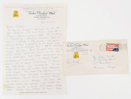 1976 Grósz József műfordító, emigráns autográf levele Vezér Erzsébet irodalomtörténész, Ady-kutatónak.