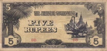 Ázsia-Óceánia/japán megszállás/II.vh. 1940-es évek 9db (8klf) bankjegy T:I,II,III+