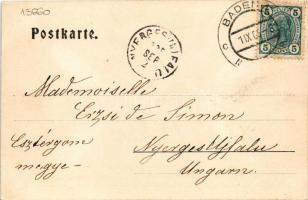 1905 Baden bei Wien, Blick auf Villa Erzherzog Eugen u. Ruine Rauhenstein, Helenental (EK)