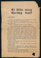 1942 Ki ölte meg Horthy fiát? Németellenes röplap. szakadásokkal