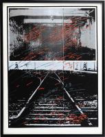 Győrffy Sándor (1951-): Hommage á A.S. (Alekszandr Szolzsenyicin/Aleksandr Solzhenitsyn) I., 1984. Szitanyomat, papír, jelzett, művészpéldány és próbanyomat E.A. I/V számozással. 58x43,5 cm. Fakeretben. / serigraphy on paper, signed, proof print and artist's proof E.A. I/V, framed