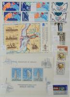 Szép színes tartalmas vegyes külföldi modern anyag 30 lapos jó A4 Lindner berakóban nagyon sok tenge...