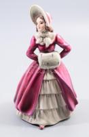 Osztrák hölgy figura, alján Goldscheider jelzéssel, kopással, m: 19,5 cm