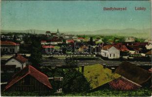 1944 Bánffyhunyad, Huedin; látkép, vasútállomás. Diamantstein kiadása / general view, railway station (Rb)