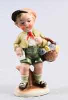 Lippelsdorf Wagner &amp; Apel Bertram Virágcsokros fiú figura. 1935-1951 között, jelzett, kézzel festett, hibátlan, m: 11 cm