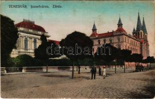 1916 Temesvár, Timisoara; Józsefvárosi zárda és templom / street view, nunnery with church + "K.u.K. Garnisonsspital Nr. 21. Infections Abt." (fl)