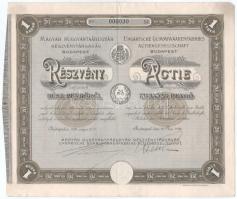 1926. Budapest "Magyar Ruggyantaárugyár Részvénytársaság" részvénye 20P-ről szelvényekkel, szárazpecséttel T:F