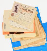 cca 1900-1940 100 db vegyes okmány, fejléces számla, okmánybélyeges okmány, stb