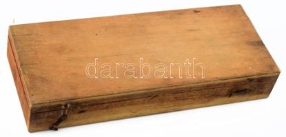 Borotva készlet: borotva, fenőszíj, fenőkő, fa ládikában, jó állapotban