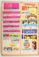 cca 3000 darab gyufacímke, zömmel magyar, berakóban elrendezve