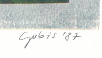 Gubis Mihály (1948-2006): Kompozíció, 1987. Ofszet nyomat, papír. Jelzett és számozott (140/200). 20...