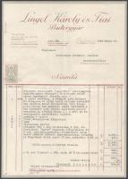 1942 Bp., Lingel Károly és Fiai Bútorgyár fejléces számla, hajtott