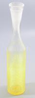 Karcag Berekfürdői neonsárga krakléüveg váza, jelzés nélkül, nyakánál vízkővel, m: 36,5 cm