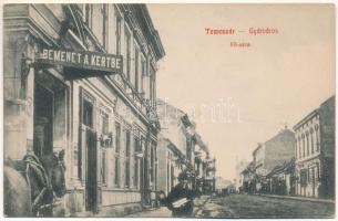 1910 Temesvár, Timisoara; Gyárváros, Fő utca, vendéglő, sörcsarnok a Fekete Medvéhez (Csörgits Lajos tulajdonos), Dreher sörraktár / Schwarzer Bär, Dreher Haupt-Bierdepot / main street, restaurant and beer hall, beer depot (fl)