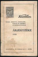 1939 Győr, Koestlin keksz-, biszkvit-, csokoládé- stb. árjegyzéke, foltos, 24p