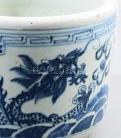 Sárkány mintás edény, Kína XX. sz. közepe. Kézzel festett, hibátlan d: 18 cm, m: 13 cm