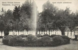 Temesvár Józsefváros nunnery school garden fountain