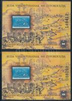 1986 Budavár visszavívása 2 db emlékív vékony ill. vastag sorszámmal