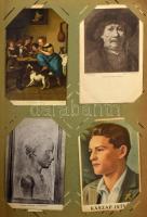 Régi képeslap gyűjtemény közel teli 300 férőhelyes albumban: főleg olasz és francia városképek és művészeti lapok, régi utazások emlékei, közte pár egyéb. Szép anyag!!