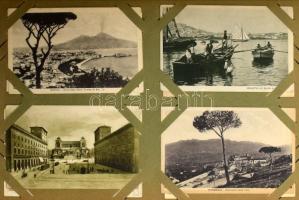 Régi képeslap gyűjtemény közel teli 300 férőhelyes albumban: főleg olasz és francia városképek és mű...