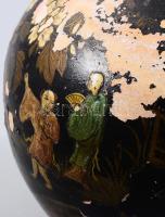 Váza. Japán, cca 1850, jelzett, kézzel festett, kopott, restaurált, m: 36 cm