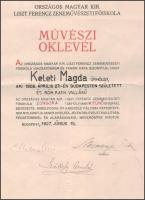 Hubay Jenő zeneszerző, hegedűművész, Székely Arnold, Meszlényi Róbert zongoraművész aláírása zenetan...