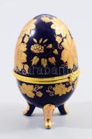 Porcelán tojás ékszertartó, jelzés nélkül, hibátlan, m: 9,5 cm
