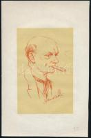 Makoldy Sándor (1890-1957): Yolland Arthur irodalomtörténész, magyar bajnok teniszező, labdarúgó, edző és magyar nemzetközi labdarúgó-játékvezető portréja, 1926. Litográfia, papír, jelzett a metszeten. 18x12 cm