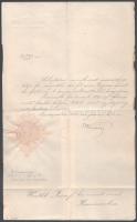 1885 Magyargyerőmonostori báró Kemény Gábor (1830-1888) közmunka- és közlekedésügyi miniszter aláírása fejléces hivatali kinevező okiraton